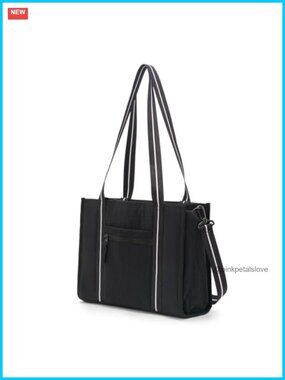 Large Tote Bag with Pockets for Work Travel Commute - Nylon Shoulder Bag